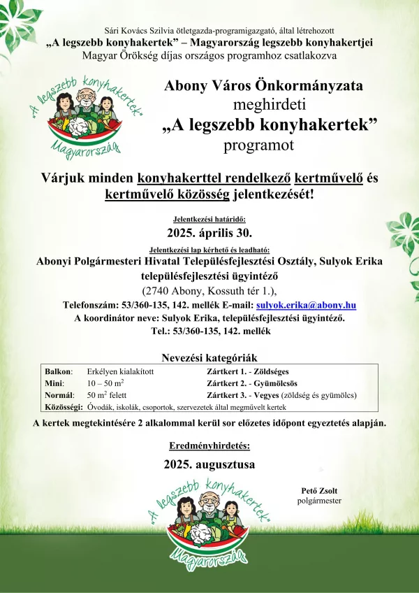 Legszebb konyhakertek: Idén is szeretettel várjuk a nevezéseket!