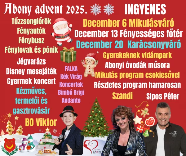 Adventi programok szombatonként Abonyban