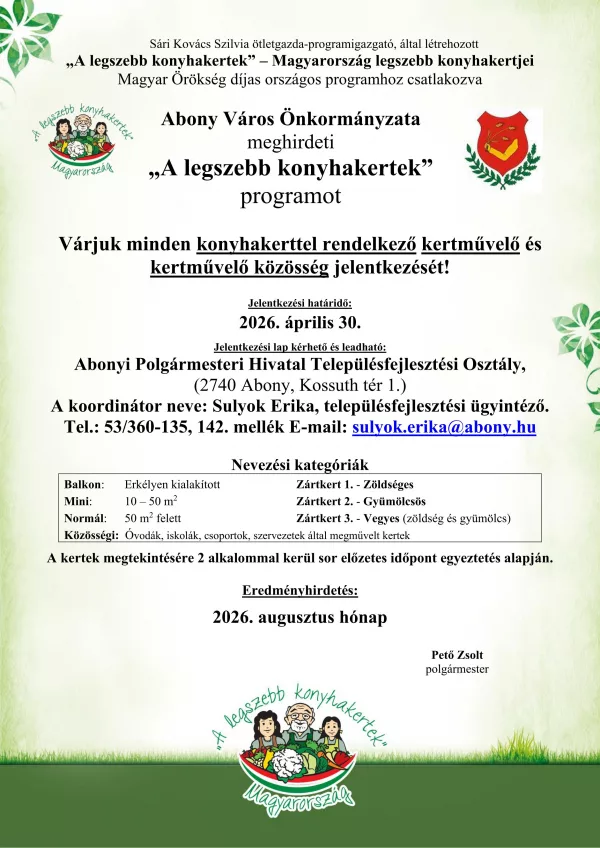 Legszebb konyhakertek pályázat