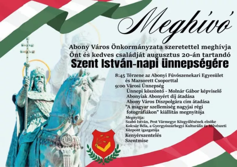 Augusztus 20. programja Abonyban