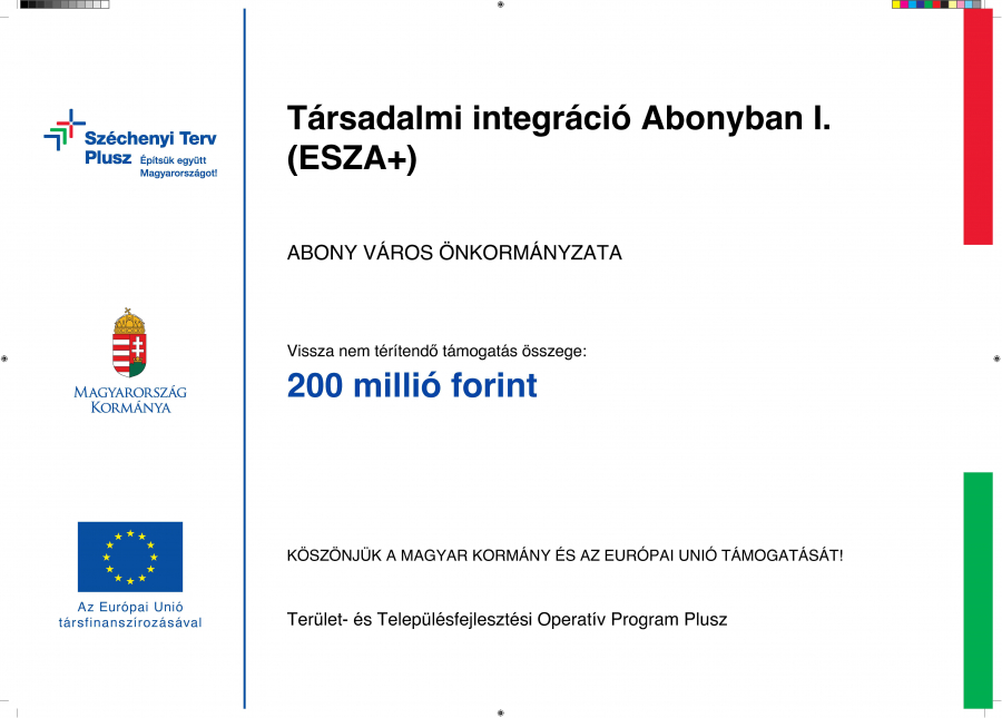 Társadalmi integráció Abonyban I. (ESZA+)