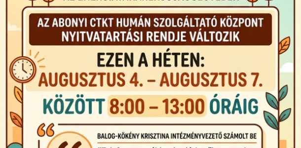Fontos üzenet érkezett a Családsegítő Központból