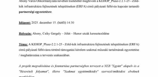 Meghívó partnerségi egyeztetésre